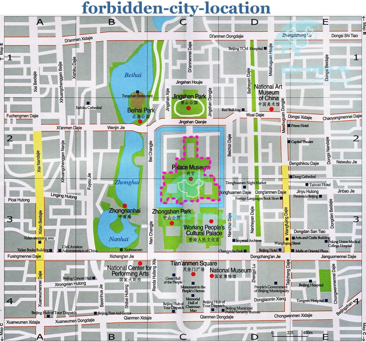 la città proibita di Pechino mappa