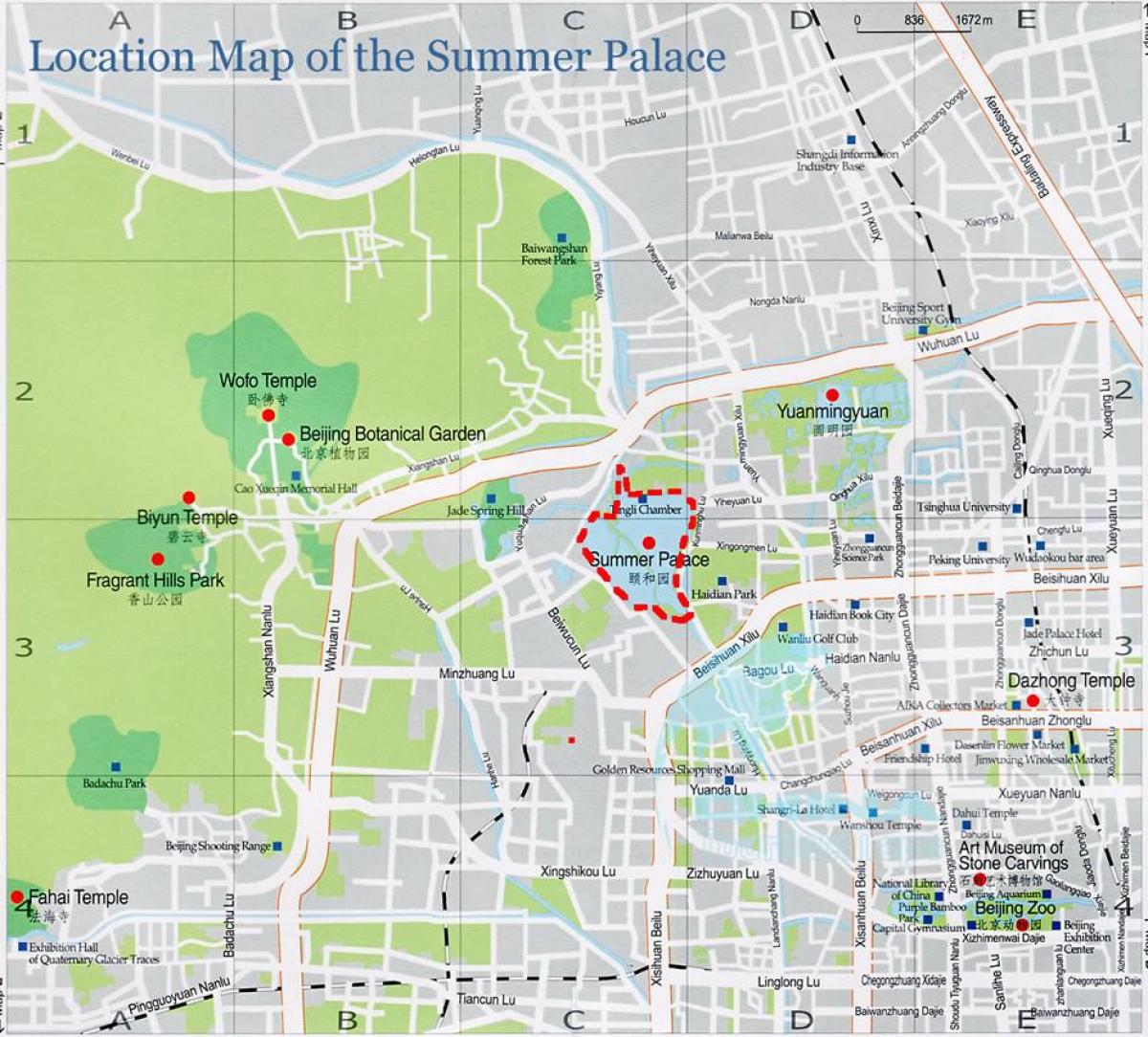 mappa di palazzo d'estate di Pechino