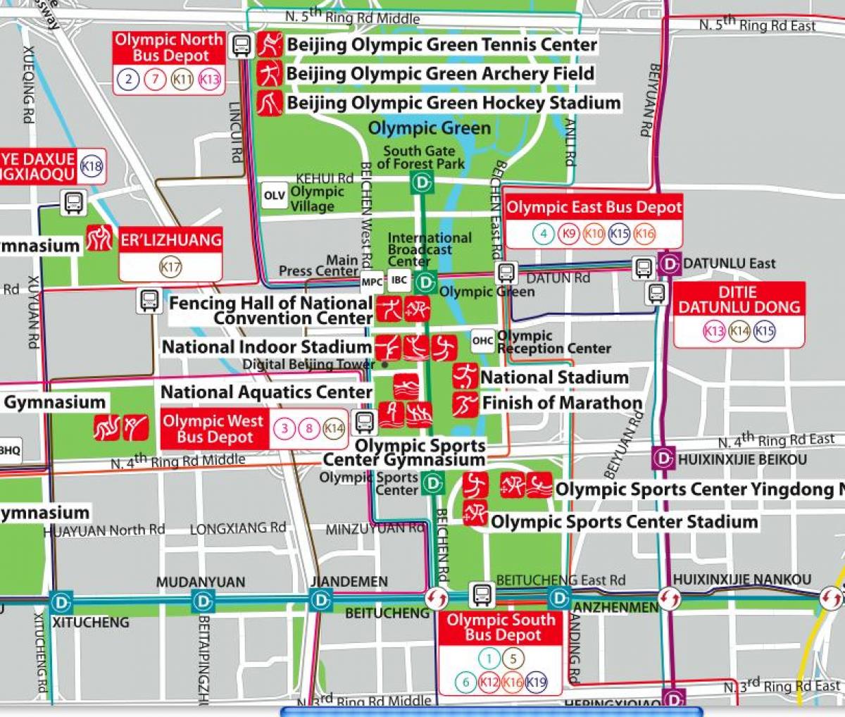 mappa del parco olimpico di Pechino
